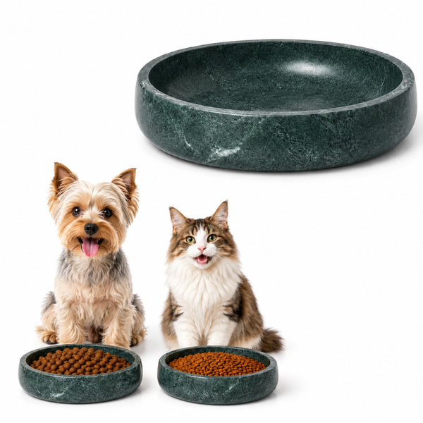 Khen Green Marble Pet Bowl – 9.5