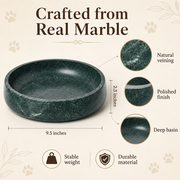 Khen Green Marble Pet Bowl – 9.5