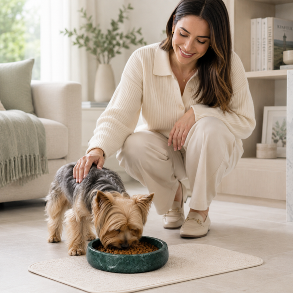 Khen Green Marble Pet Bowl – 9.5
