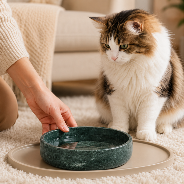 Khen Green Marble Pet Bowl – 9.5