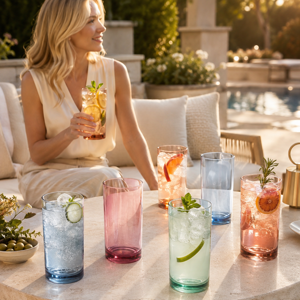 Eze Acrylic Highball Glassware, Set of 8