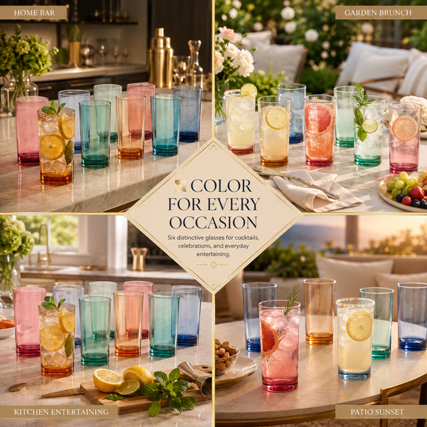 Eze Acrylic Highball Glassware, Set of 8
