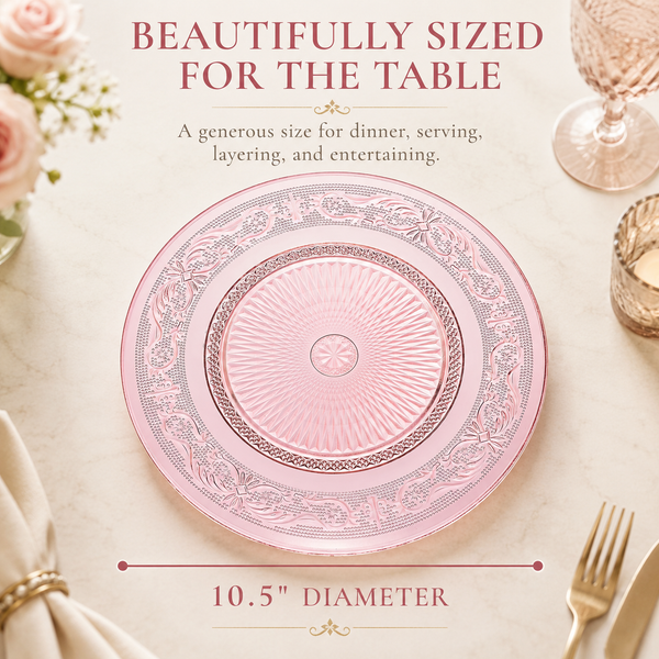 Blush Vintage Glass Plate, Set of 6