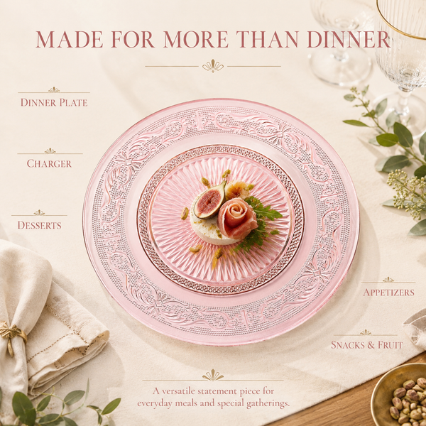Blush Vintage Glass Plate, Set of 6