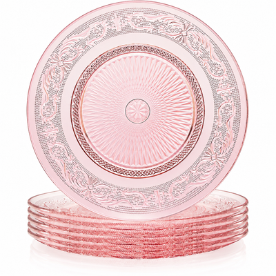 Blush Vintage Glass Plate, Set of 6
