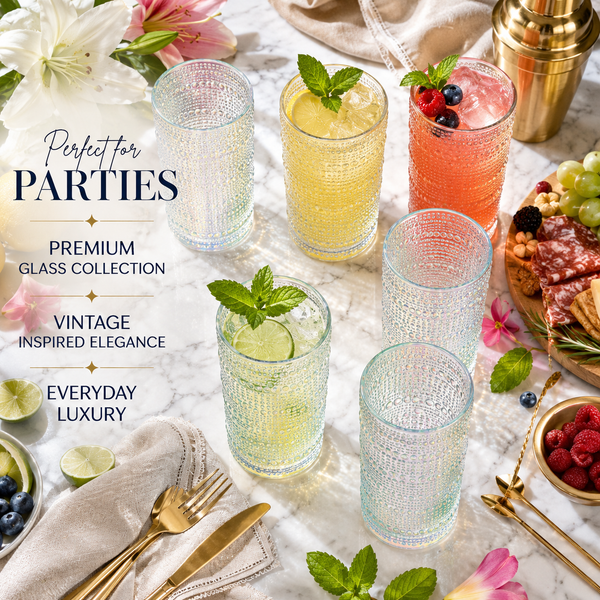 Classica Hobnail Highball Glassware, Set of 6