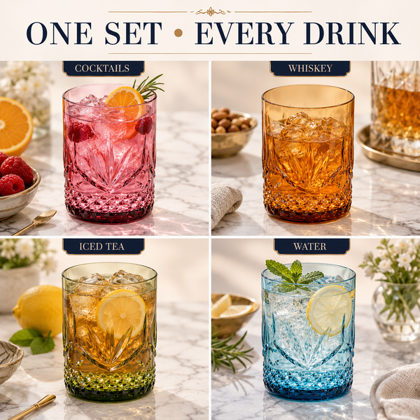 Onix Acrylic Crystal Lowball Glassware, Set of 4