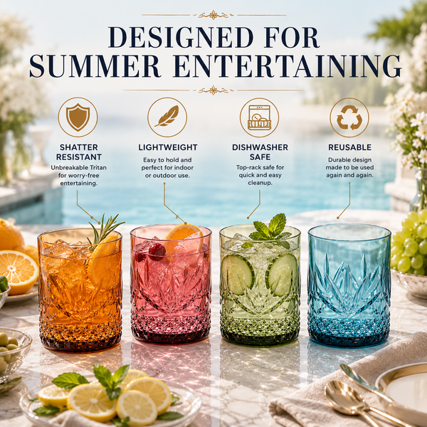 Onix Acrylic Crystal Lowball Glassware, Set of 4