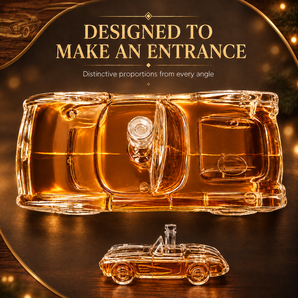 Classic Sports Car Decanter Set with 2