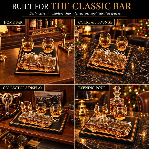 Classic Sports Car Decanter Set with 2