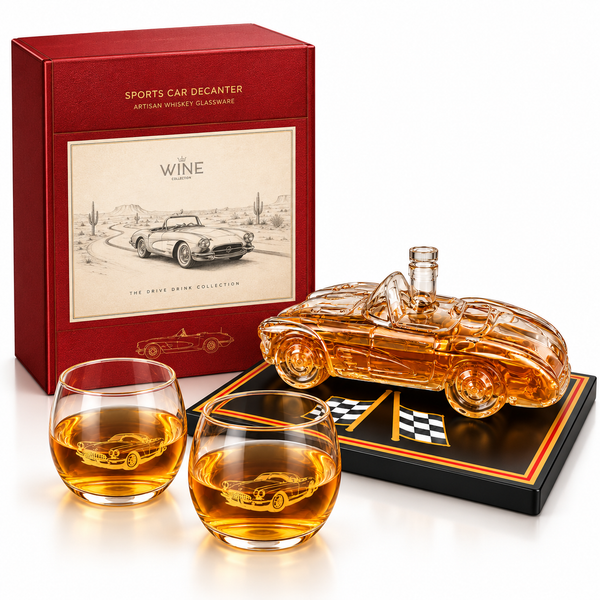 Classic Sports Car Decanter Set with 2