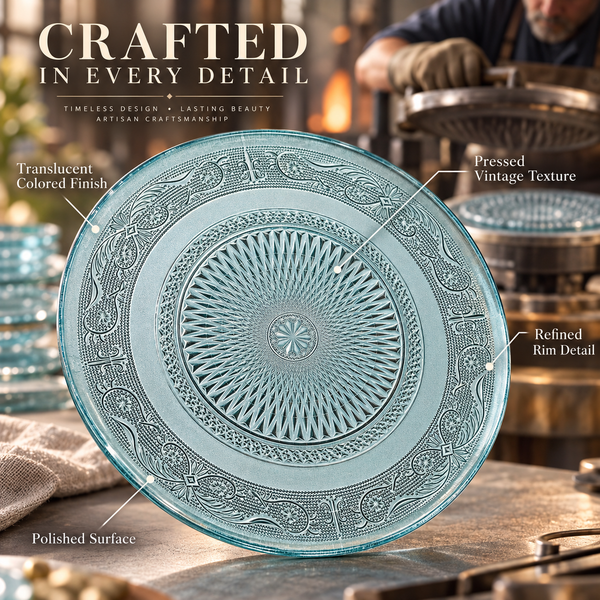 Tonal Vintage Glass Plate, Set of 6