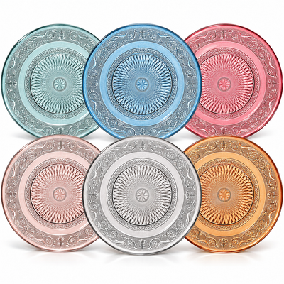 Tonal Vintage Glass Plate, Set of 6