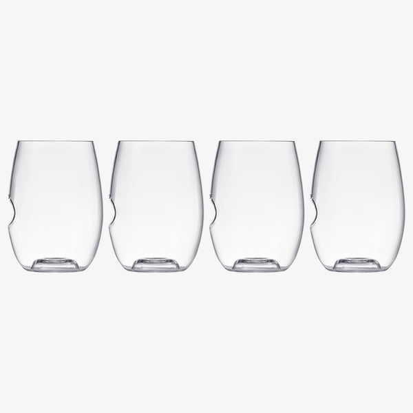 Barcelona Acrylic Stemless Wine Glassware, Set of 4