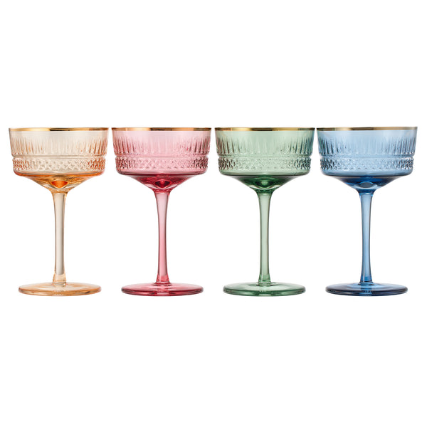Duomo Champagne Coupe Cocktail Glassware, Set of 4