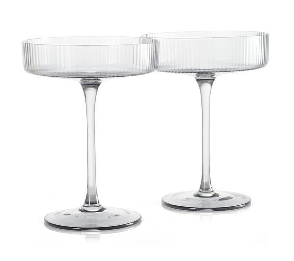 Como Ribbed Champagne Coupe Cocktail Glassware, Set of 2