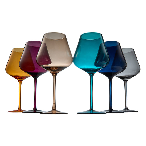 Stagioni Stemmed Wine Glassware, Set of 6, Autumn