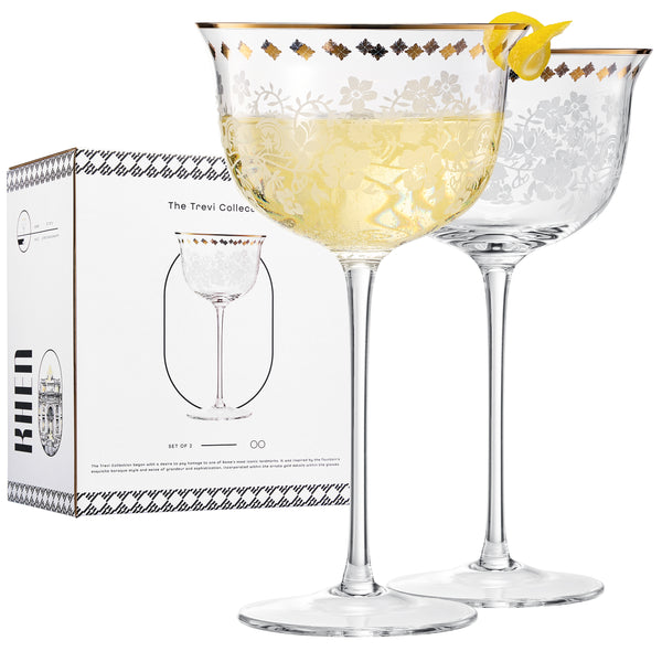 Trevi Champagne Coupe Cocktail Glassware, Set of 2