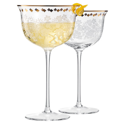 Trevi Champagne Coupe Cocktail Glassware, Set of 2