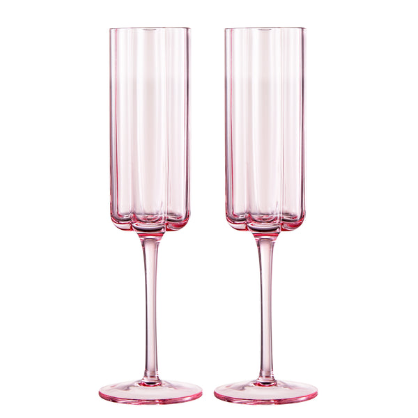 Flower Champagne Flute Glassware, Set of 2