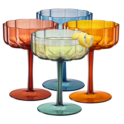 Eze Acrylic Champagne Coupe Cocktail Glassware, Set of 4