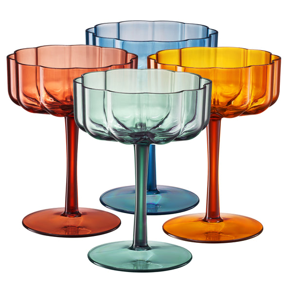 Eze Acrylic Champagne Coupe Cocktail Glassware, Set of 4