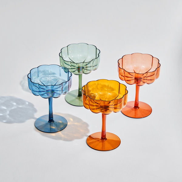 Eze Acrylic Champagne Coupe Cocktail Glassware, Set of 4