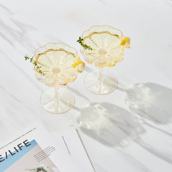 Tide Acrylic Champagne Coupe Cocktail Glassware, Set of 2