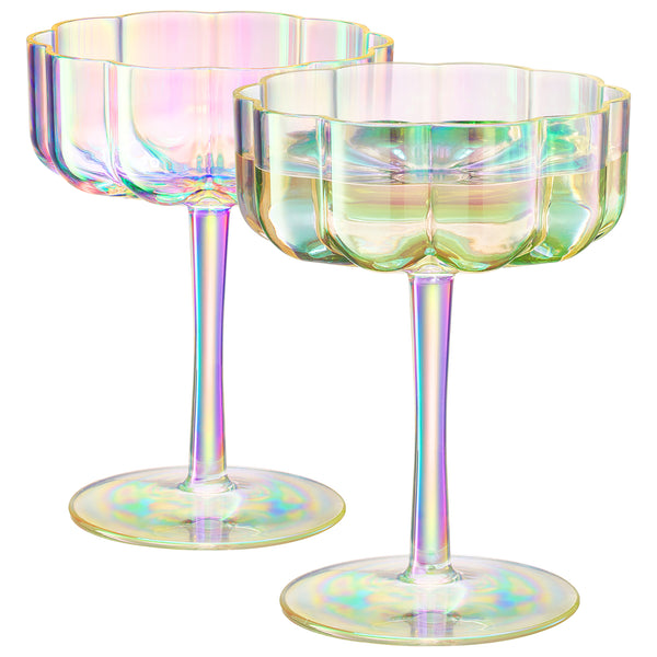 Tide Acrylic Champagne Coupe Cocktail Glassware, Set of 2