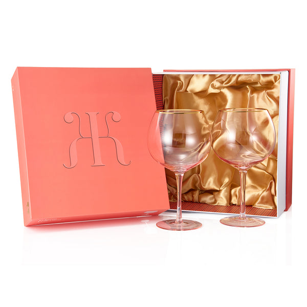 Palazzo Stemmed Wine Glassware, Set of 2, Pink