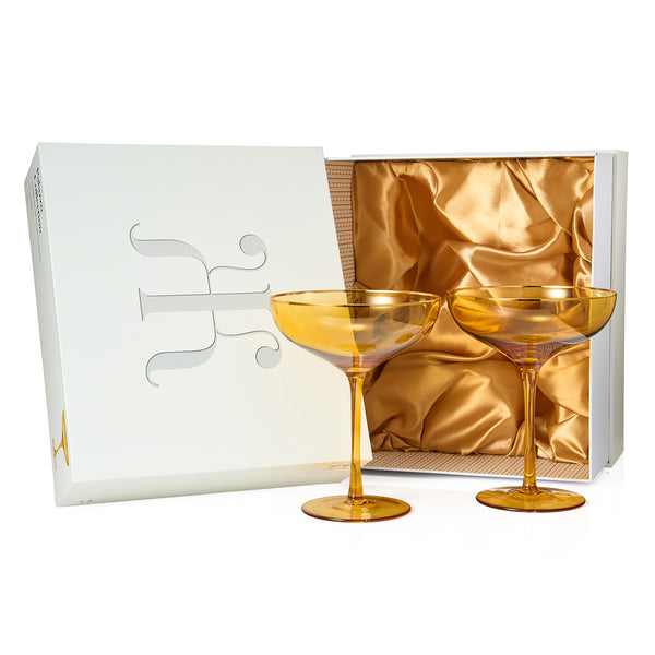 Palazzo Champagne Coupe, Cocktail Glassware, Set of 2, Yellow