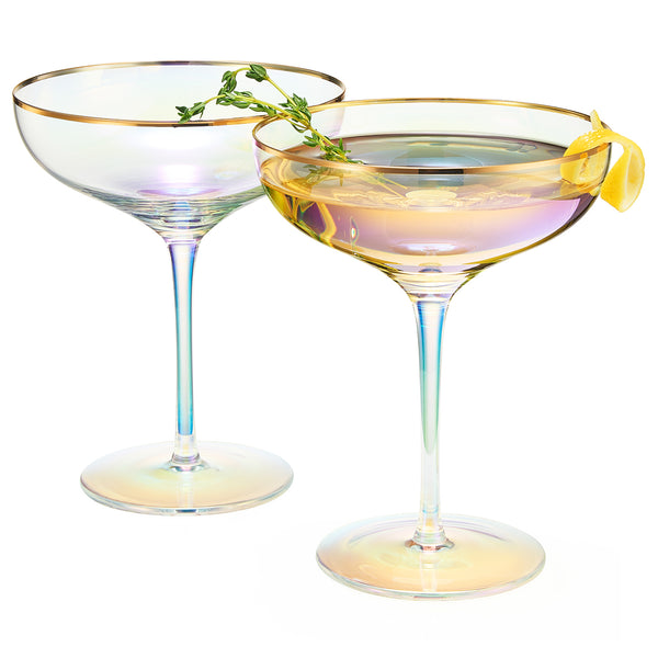 Palazzo Champagne Coupe, Cocktail Glassware, Set of 2, Iridescent