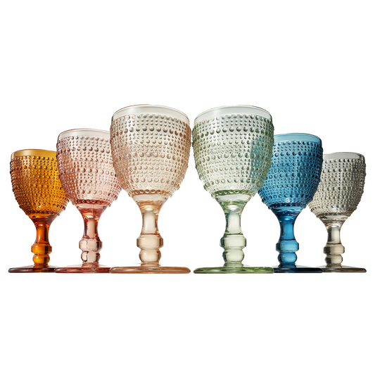 Tonal Beaded Goblet Wine Glassware, Set of 6