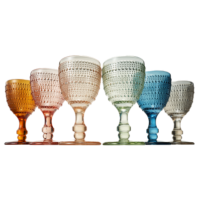 Tonal Hobnail Goblet, Stemmed Wine Glassware, Set of 6