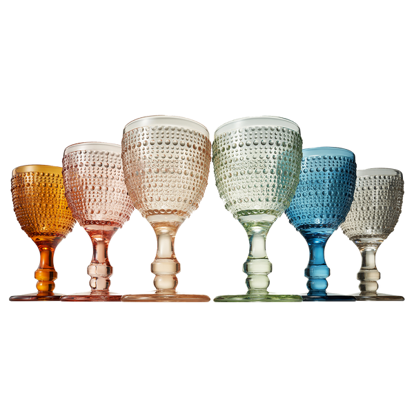 Tonal Hobnail Goblet, Stemmed Wine Glassware, Set of 6