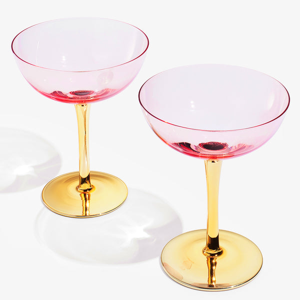 Deco Champagne Coupe Cocktail Glassware, Set of 4