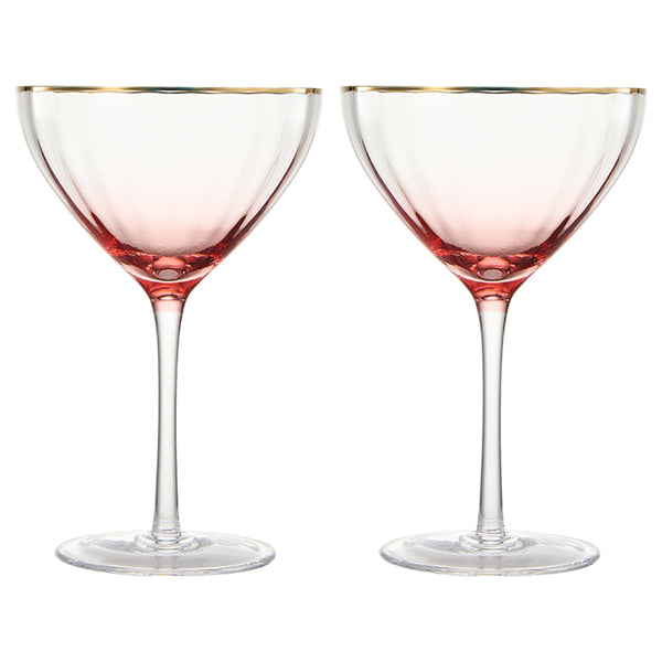 Waterfall Champagne Coupe, Cocktail Glassware, Set of 2