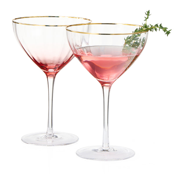 Waterfall Champagne Coupe, Cocktail Glassware, Set of 2