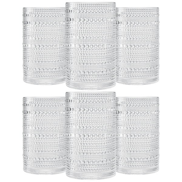 Barcelona Acrylic Highball Hobnail Glassware, Set of 6