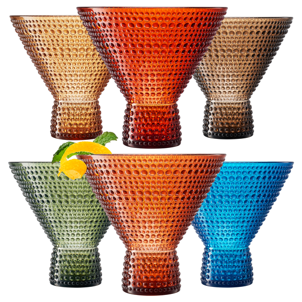 Eze Acrylic Martini Hobnail Glassware, Set of 6