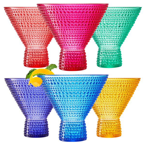 Madrid Acrylic Martini Hobnail Glassware, Set of 6