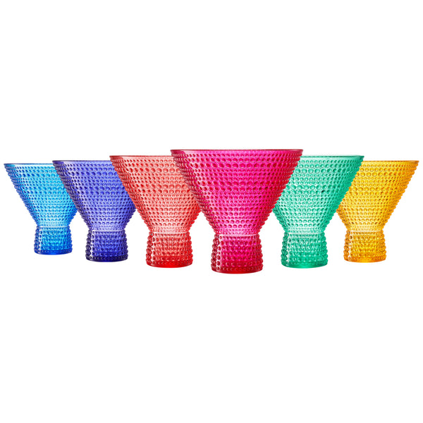 Madrid Acrylic Martini Hobnail Glassware, Set of 6