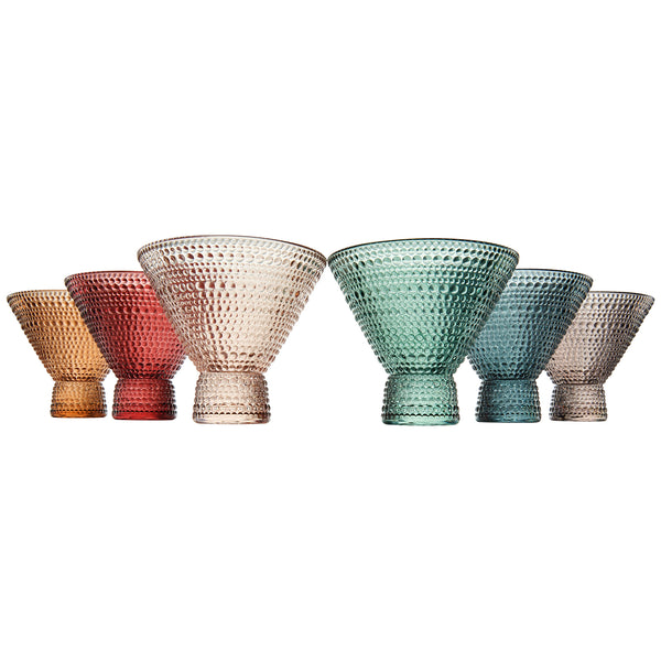 Tonal Hobnail Martini Cocktail Glassware, Set of 6