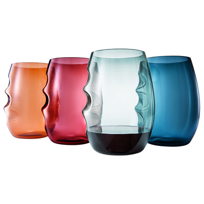 Eze Acrylic Stemless Finger-Indent Wine Glassware, Set of 4