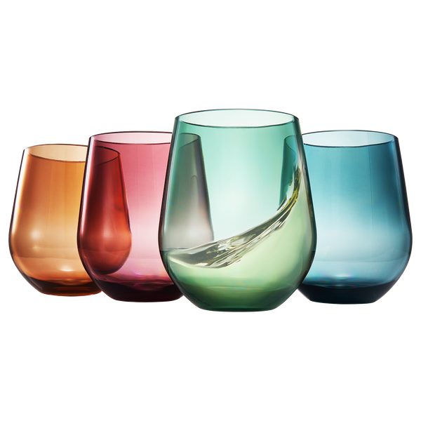 Eze Acrylic Stemless Wine Glassware, Set of 4