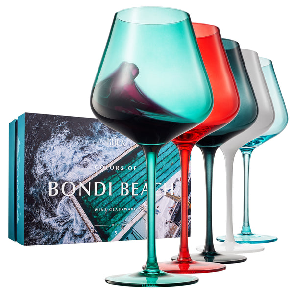 Stagioni Stemmed Wine Glassware, Bondi Beach, Set of 5