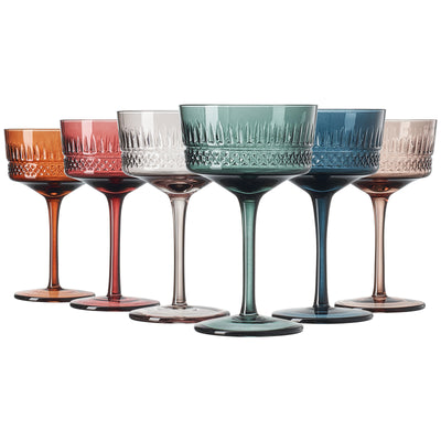 Tonal Crystal Coupe Cocktail Glassware, Set of 6