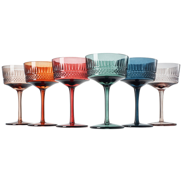 Tonal Crystal Coupe Cocktail Glassware, Set of 6