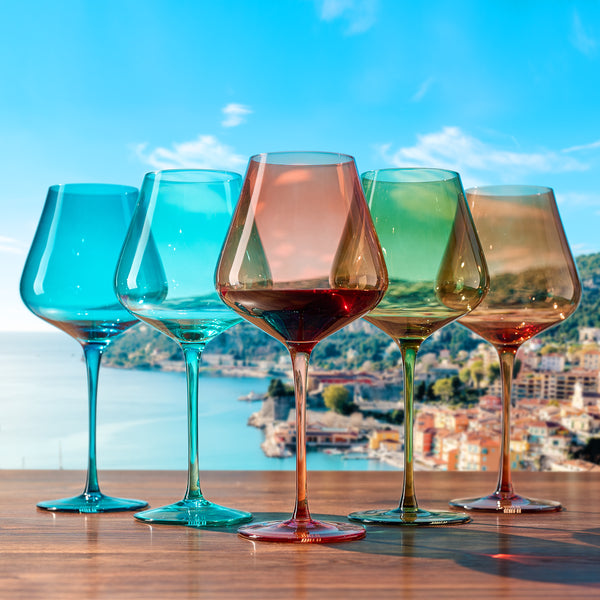 Stagioni Stemmed Wine Glassware, French Riviera, Set of 5