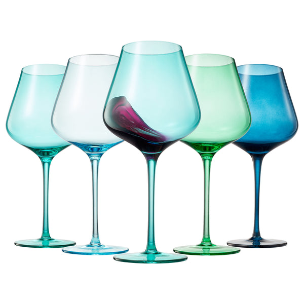 teal wine glasses Stagioni Stemmed Wine Glassware, Hawaii, Set of 5